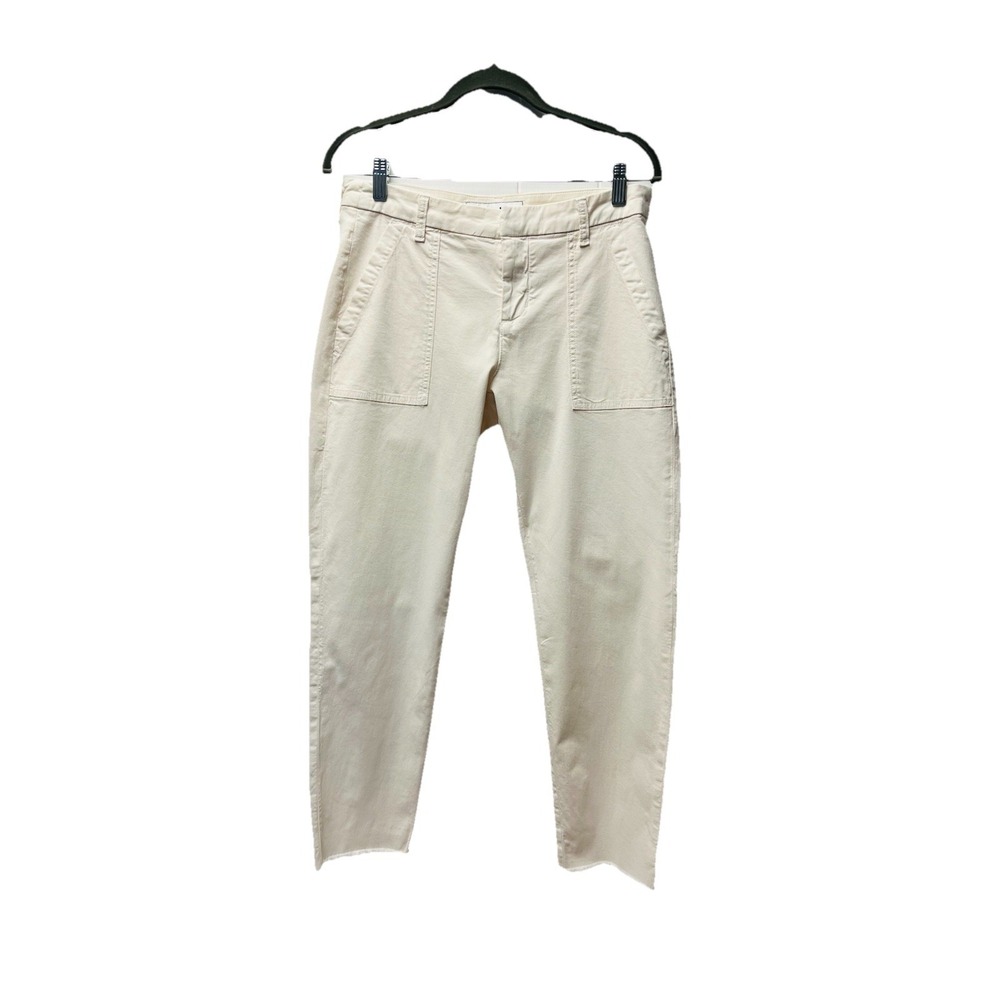 Frank & Eileen 6 Cream Blackrock Utility Pant Italian Chino Raw Hem Boho Preppy